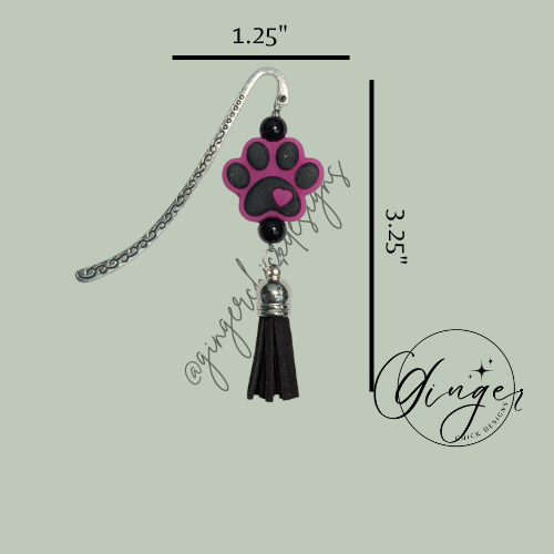Pink Puppy Paw Print Hook Bookmark