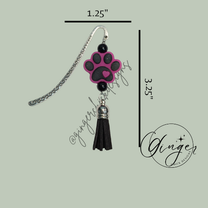 Pink Puppy Paw Print Hook Bookmark