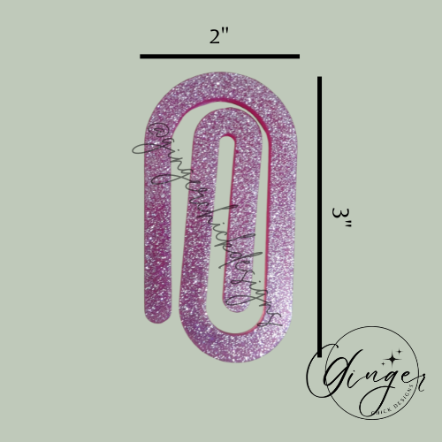 Pink with Glitter Jumbo Paperclip