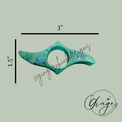 Green with Blue Glitter Thumb Bookmark