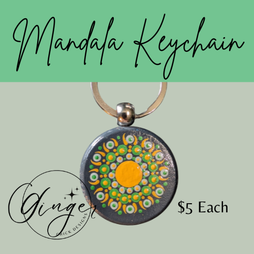 Yellow Blossom Mandala Dot Keychain